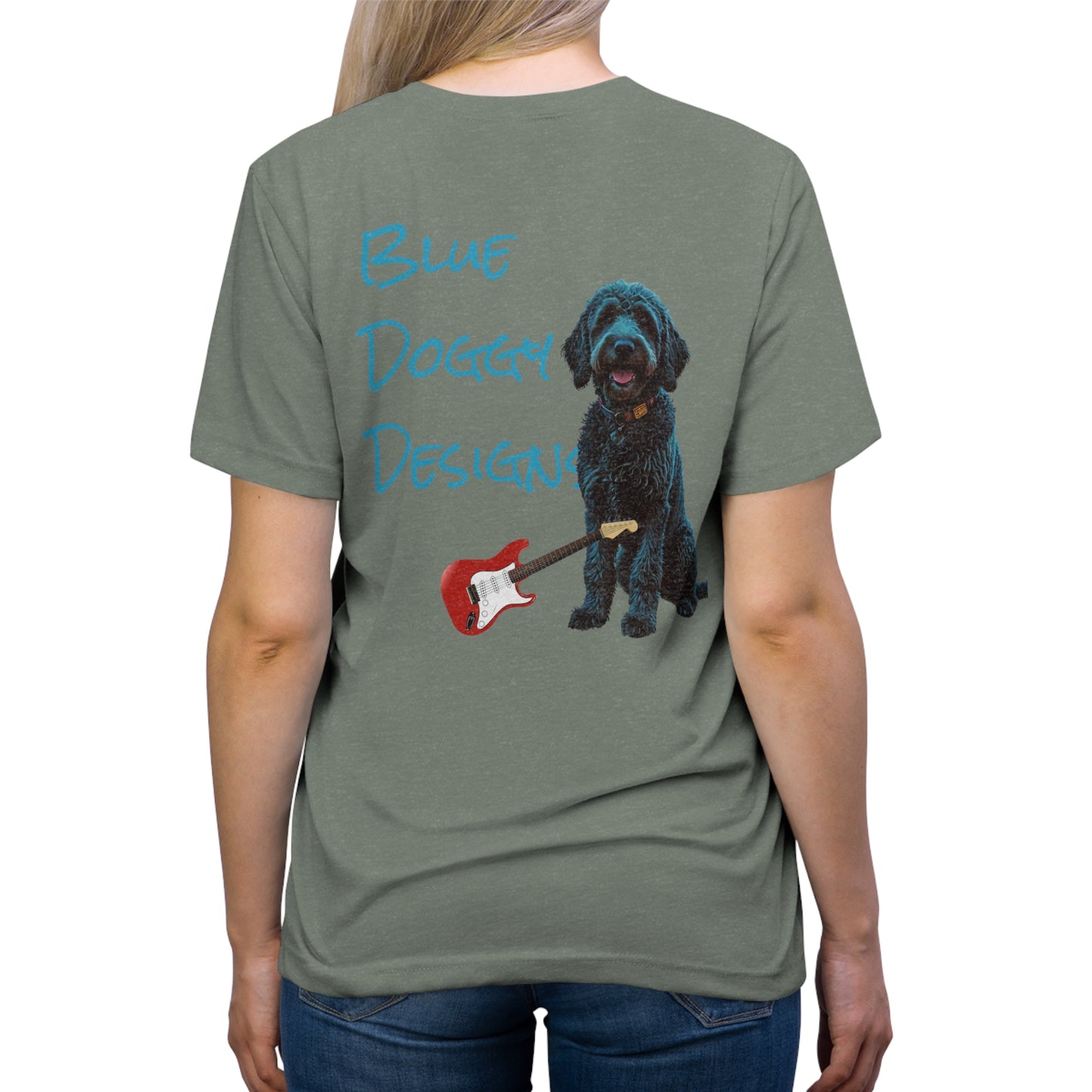 Unisex Triblend Tee Bleu Doggy Design Born to run