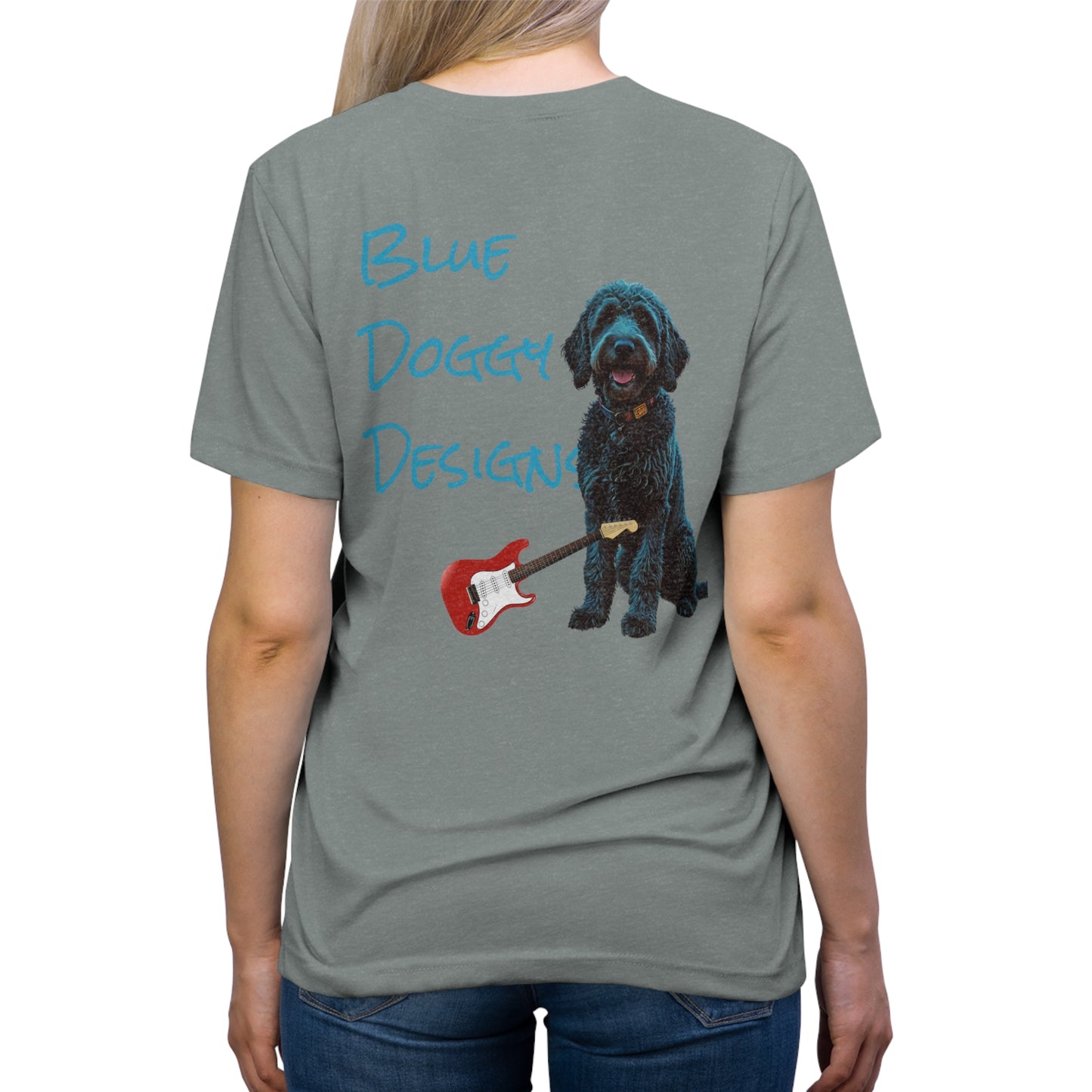 Unisex Triblend Tee Bleu Doggy Design Born to run